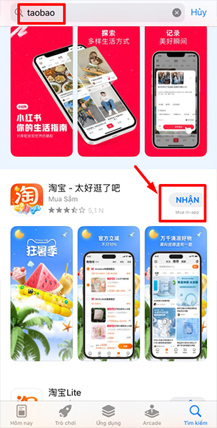 Tải app Taobao trên điện thoại sử dụng hệ điều hành IOS