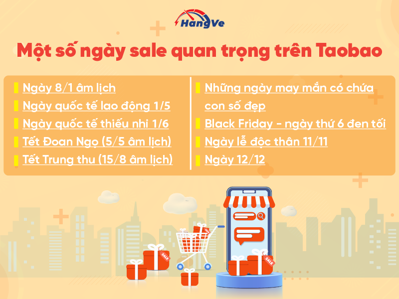 Một số ngày sale quan trọng trên Taobao