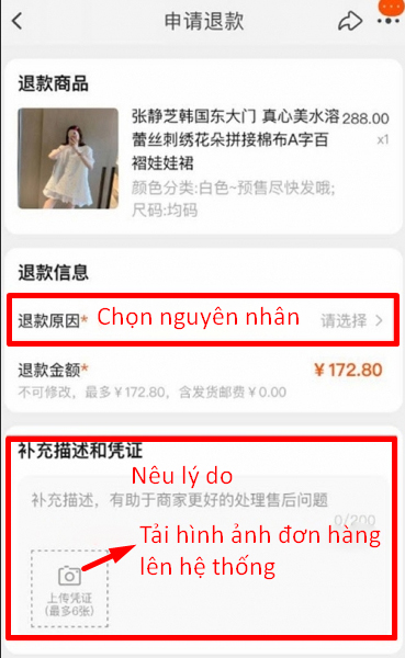 Chọn nguyên nhân và lý do hủy đơn