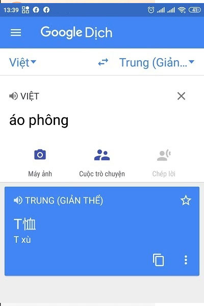 Sử dụng app dịch trên Google để dịch từ khoá sang tiếng Trung 