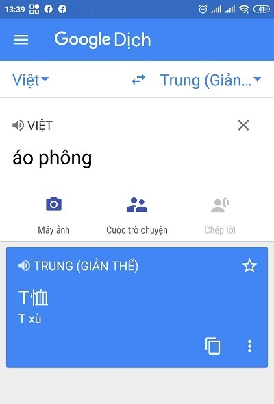 Sử dụng app dịch trên Google để dịch từ khoá sang tiếng Trung 