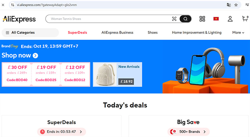 Web mua hàng Aliexpress