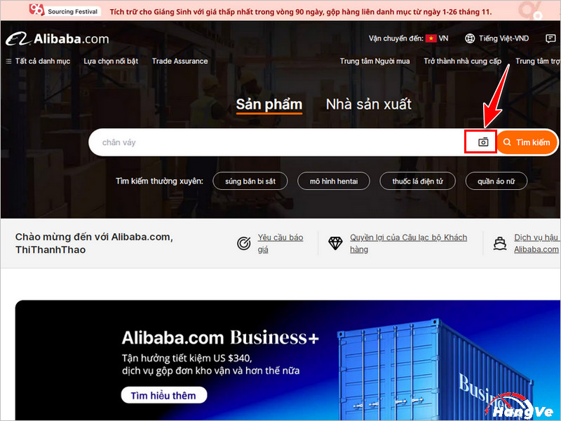 Tìm kiếm hàng giá sẻ trên Alibaba bằng hình ảnh