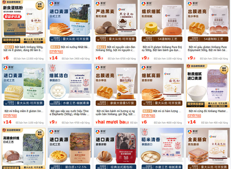 Link order bột mì Trung Quốc cực chất giá tốt trên 1688