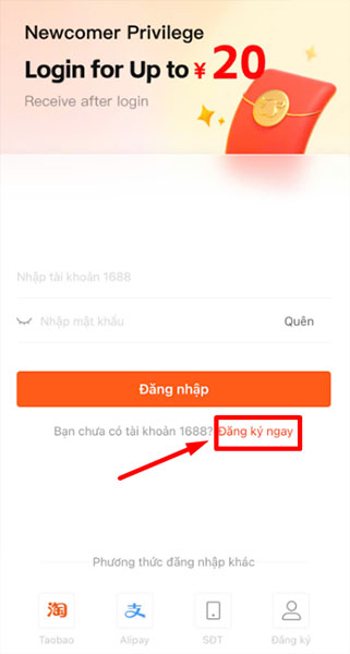 Bấm vào “Đăng ký ngay”