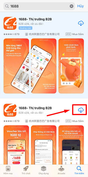 Giao diện app mua hàng 1688 trên AppStore