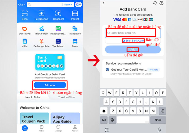Liên kết tài khoản ngân hàng để thanh toán