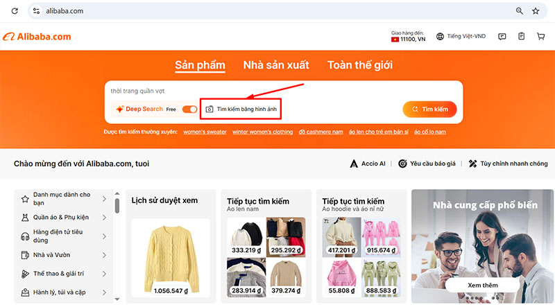 Cách tìm sản phẩm Alibaba qua hình ảnh