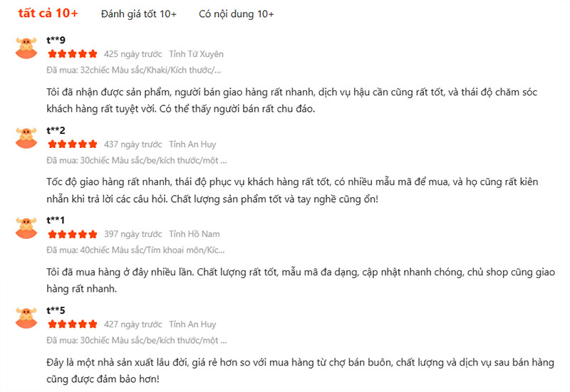 Lựa chọn các shop và sản phẩm có nhiều phản hồi tốt