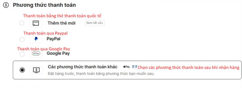 Chọn phương thức thanh toán