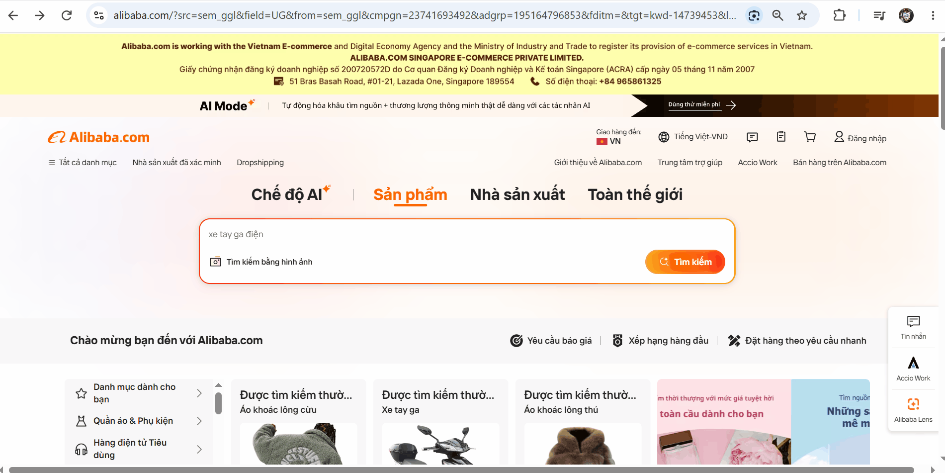 Nhấn ô "Đăng nhập" phía trên bên phải màn hình