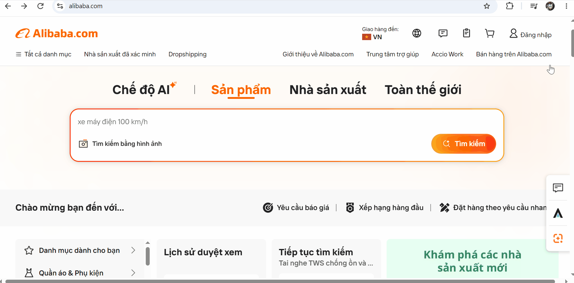 Bấm tạo tài khoản để đăng ký