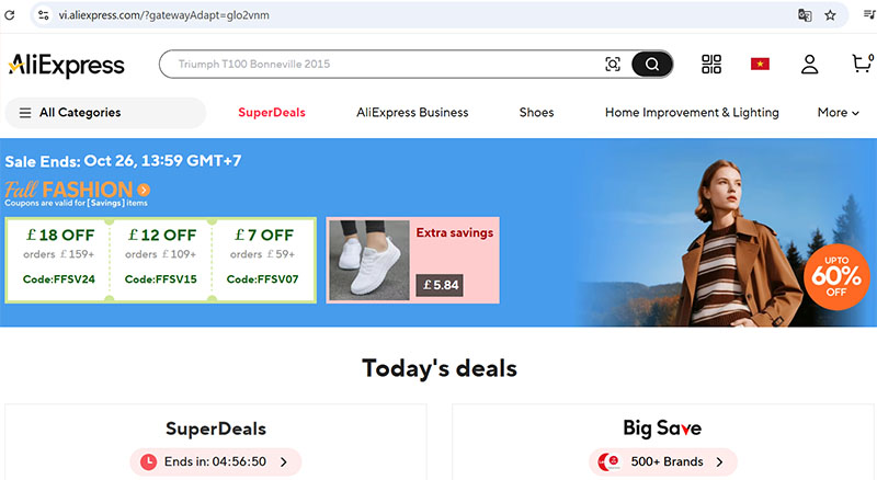 Trang web bán lẻ AliExpress