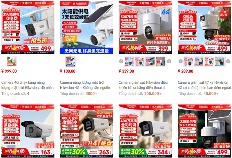 Link nhập camera Trung Quốc trên trang Taobao, Tmall