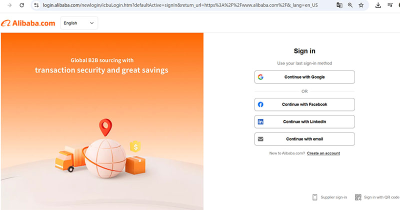 Đăng ký tài khoản trên Alibaba