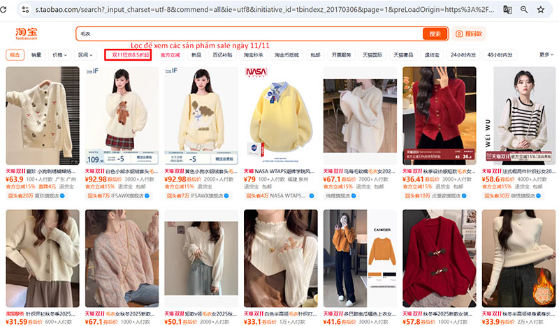 Khi tìm kiếm sản phẩm, bạn nên lựa chọn tiêu chí lọc "giảm giá" để tìm được hàng sale