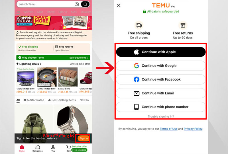 Thực hiện việc đăng ký tài khoản