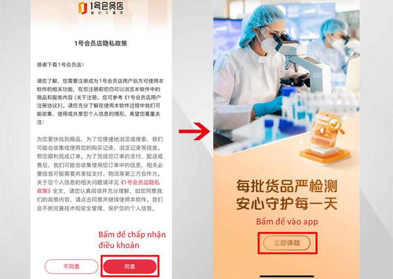 Đồng ý các điều khoản của Yihaodian