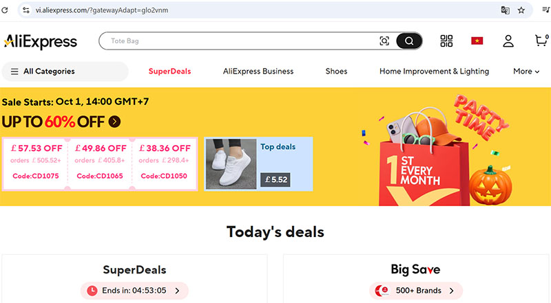 Aliexpress một trong các trang web order hàng Trung Quốc uy tín