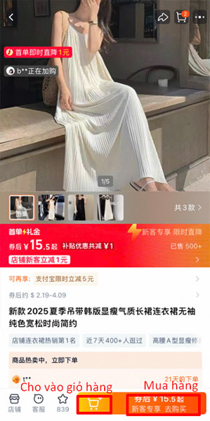 Cho sản phẩm muốn mua vào giỏ hàng