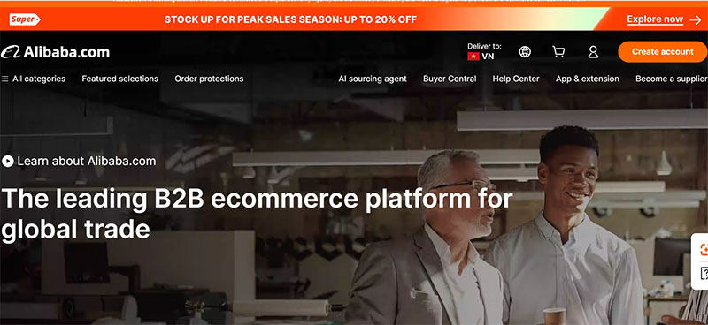 Giao diện web Alibaba