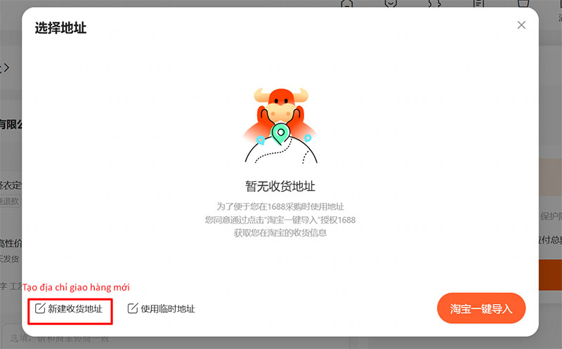 Chọn tạo địa chỉ nhận hàng mới