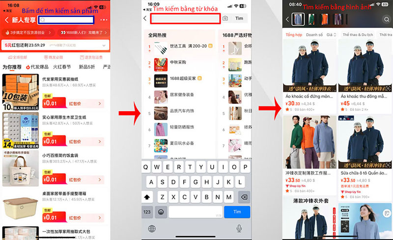 Thực hiện tìm kiếm sản phẩm theo hai cách