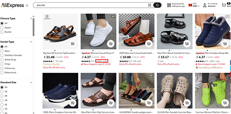 Xem xét, đánh giá và lựa chọn sản phẩm có nhiều lượt mua kèm hình ảnh thực tế