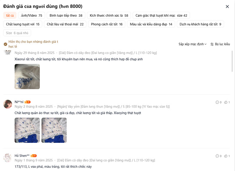 Xem đánh giá của khách hàng mua hàng trên Taobao