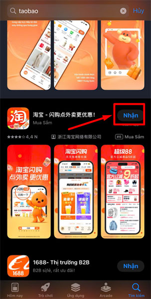 Tải Taobao trên Appstore bằng điện thoại IOS