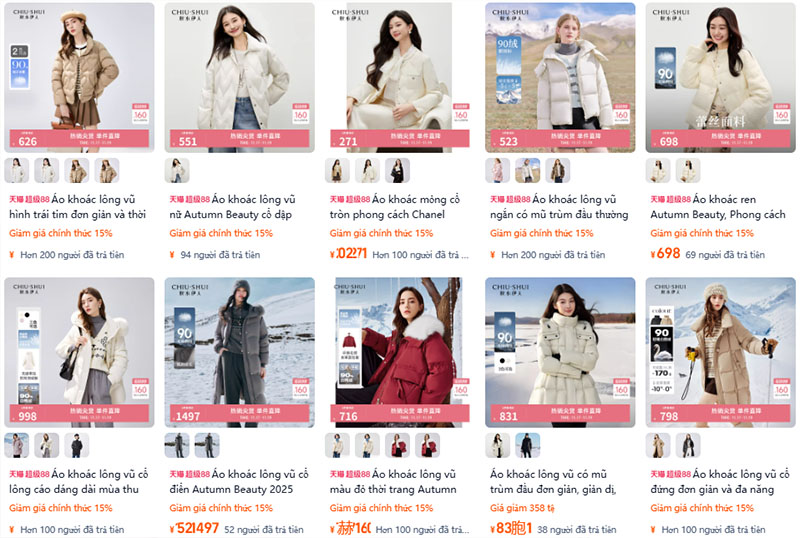 Shop áo khoác nữ Trung Quốc cực chất trên Taobao, Tmall