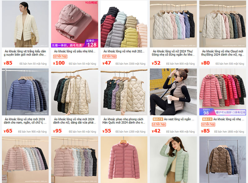 Shop áo khoác nữ Trung Quốc cực chất trên 1688