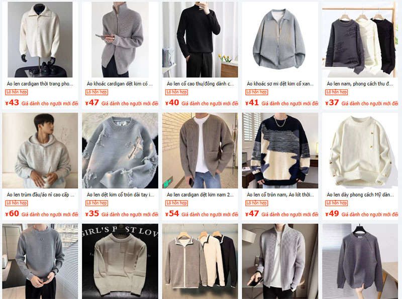Link nhập áo len nam uy tín giá tốt tại 1688