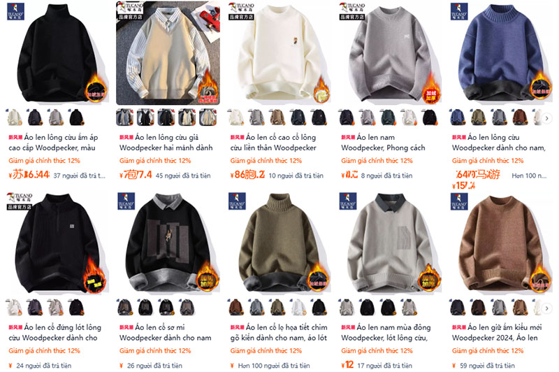 Link nhập áo len nam uy tín giá tốt tại Taobao, Tmall