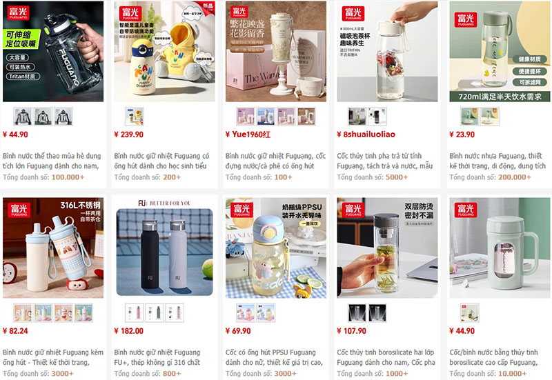 Link order bình nước giá rẻ trên Tmall, Taobao