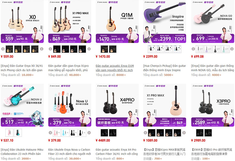 Link shop nhập đàn guitar giá rẻ Trung Quốc trên Tmall, Taobao