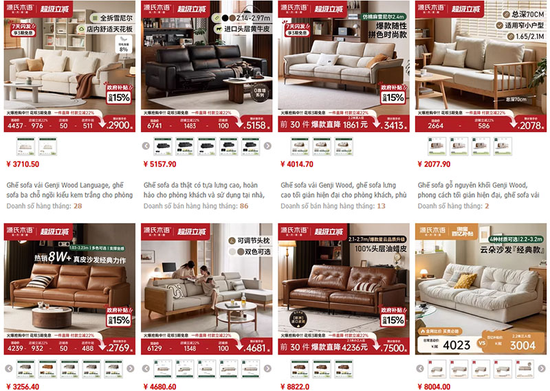 Link nhập ghế sofa nhập khẩu Trung Quốc trên Taobao, Tmall