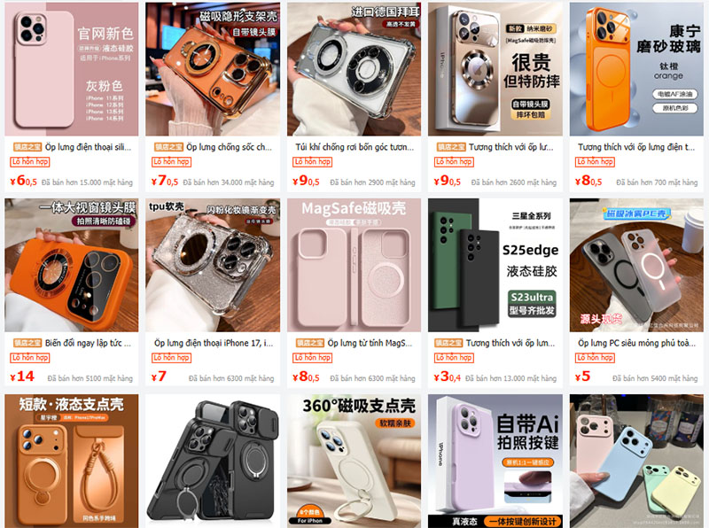 Link shop nhập ốp lưng điện thoại giá rẻ trên 1688