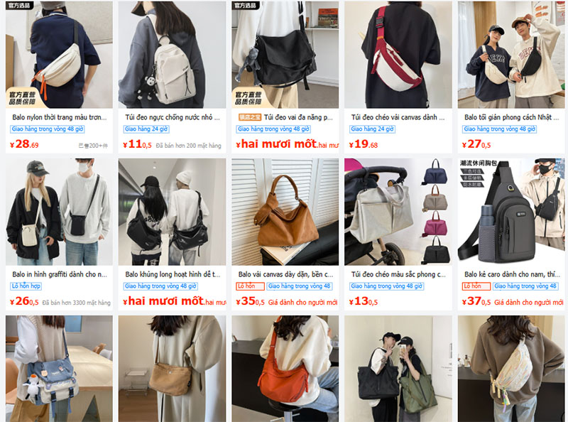 Link nhập túi đeo chéo giá rẻ tại 1688