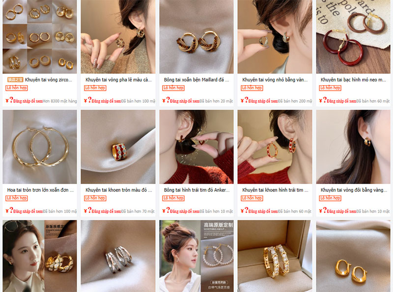 Link shop order sỉ bông tai nội địa Trung Quốc chất lượng, giá tận gốc