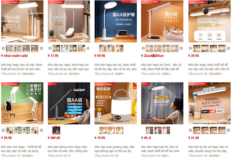 Link order đèn bàn Trung Quốc uy tín giá tốt trên Taobao, Tmall