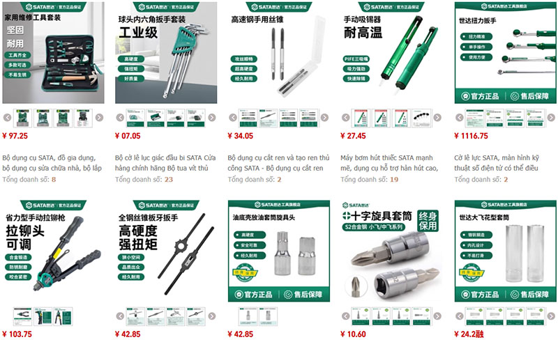 Link order dụng cụ cầm tay Trung Quốc uy tín giá tốt trên Taobao, Tmall