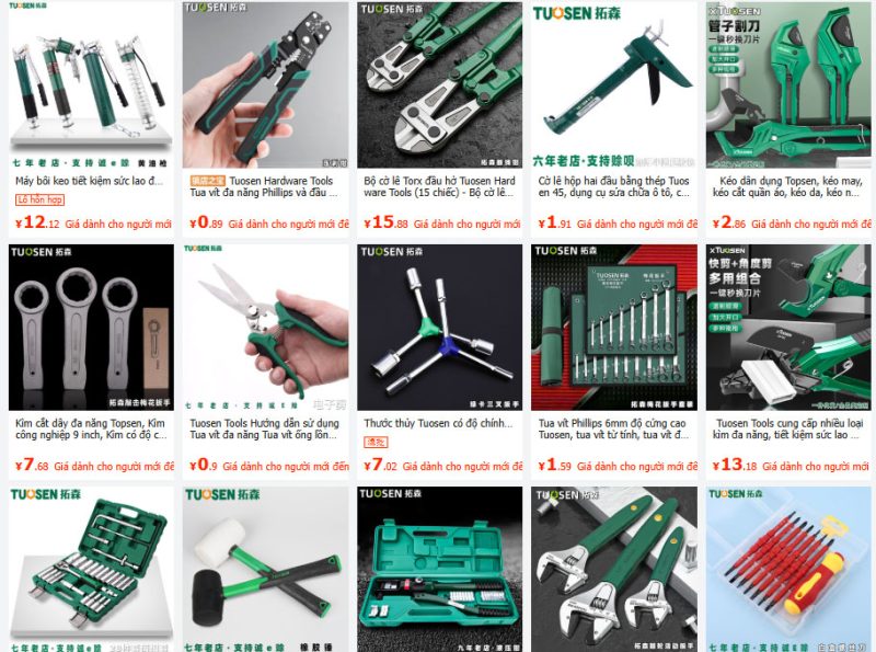 Link order dụng cụ cầm tay Trung Quốc uy tín giá tốt trên 1688