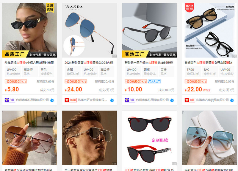 Link mua kính mát giá rẻ Trung Quốc trên trang TMĐT nhanh