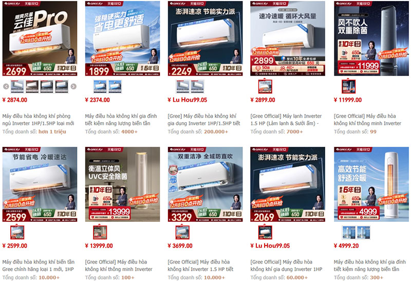 Link order máy điều hòa Trung Quốc uy tín giá tốt trên Taobao, Tmall