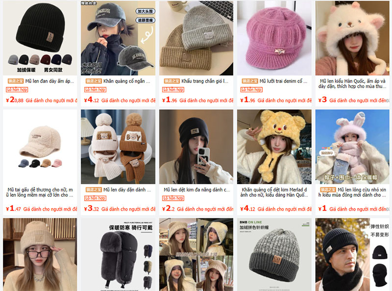 Link order nón Trung Quốc giá tận gốc trên 1688