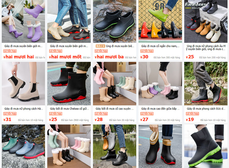 Link order ủng đi mưa Trung Quốc uy tín giá tốt trên 1688