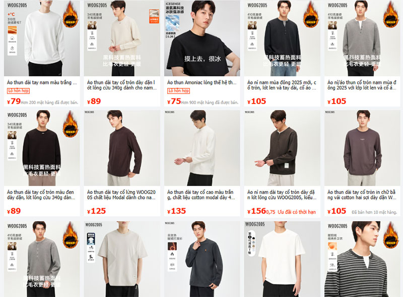 Nguồn áo thun nội địa Trung trên 1688 có giá thành siêu rẻ