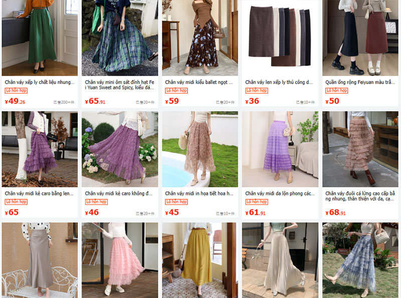 Link shop bán chân váy dài nội địa Trung trên 1688