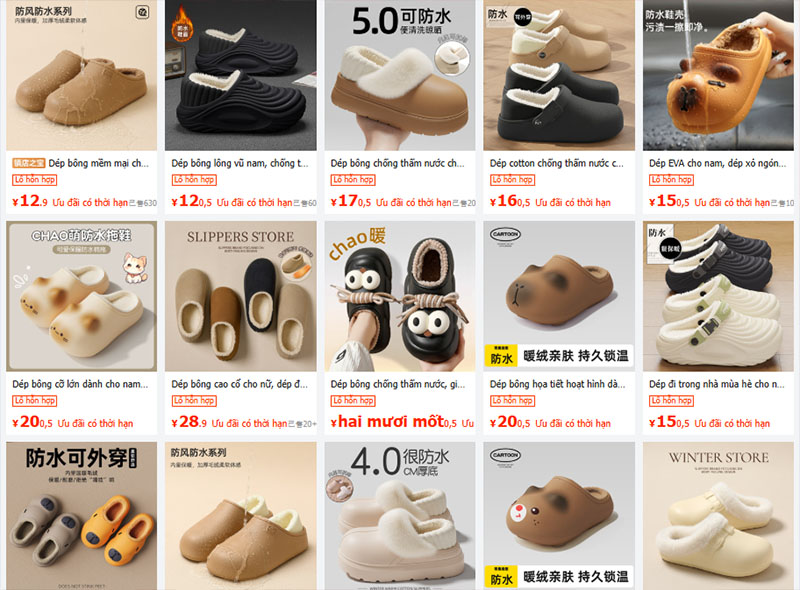 Link shop order dép cao su đúc Trung Quốc uy tín giá tốt